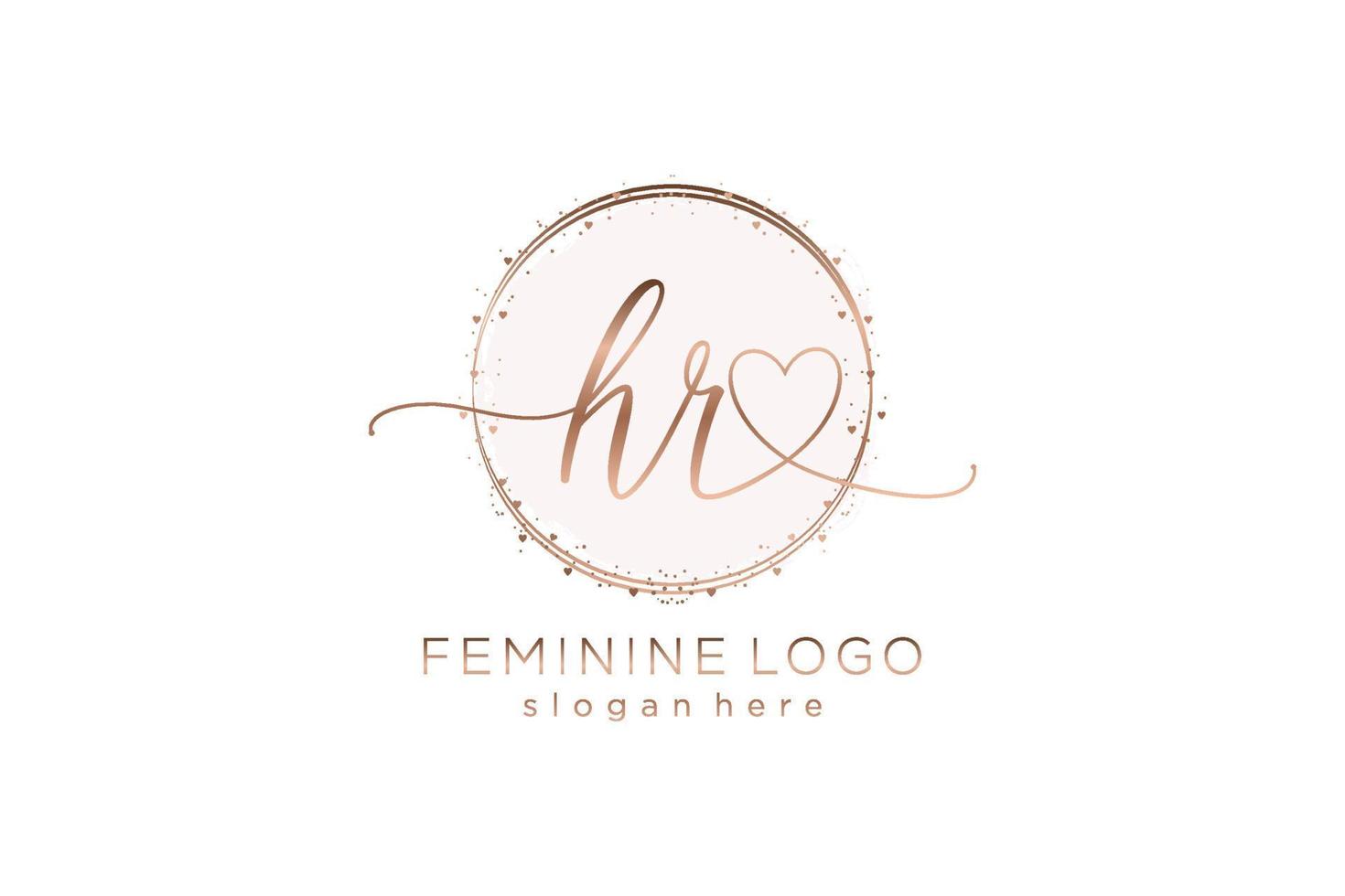 Initial HR handwriting logo with circle template vector logo of initial wedding, fashion, floral and botanical with creative template.