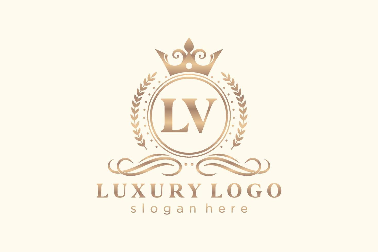 Initial LV Letter Royal Luxury Logo template in vector art for Restaurant, Royalty, Boutique, Cafe, Hotel, Heraldic, Jewelry, Fashion and other vector illustration.