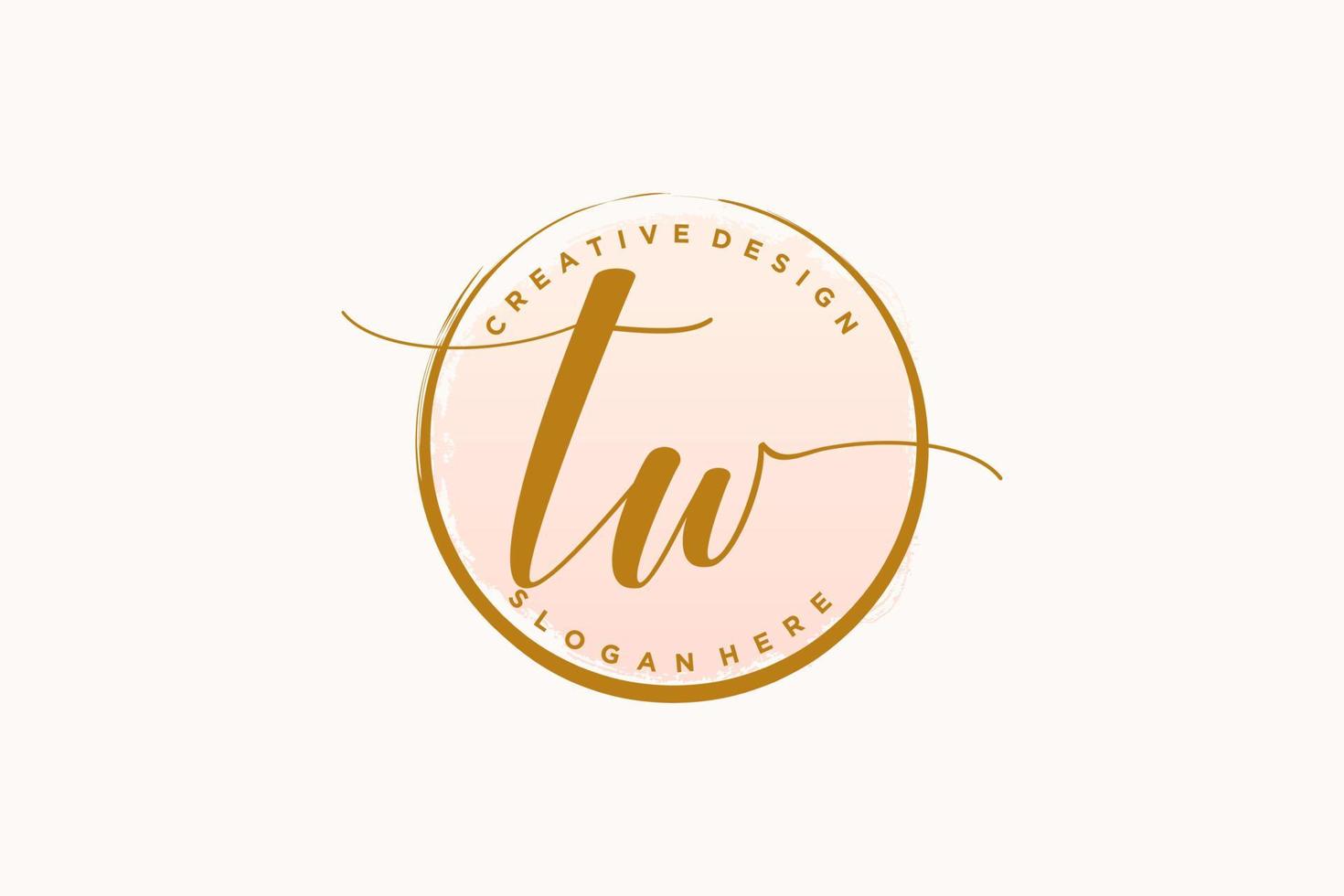 Initial TW handwriting logo with circle template vector signature, wedding, fashion, floral and botanical with creative template.