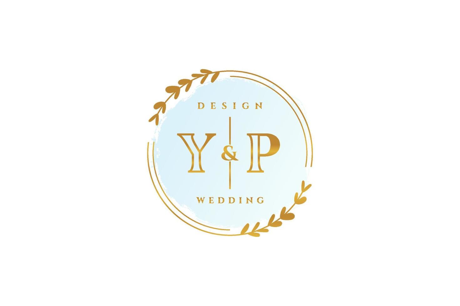 Initial YP beauty monogram and elegant logo design handwriting logo of initial signature, wedding, fashion, floral and botanical with creative template. vector