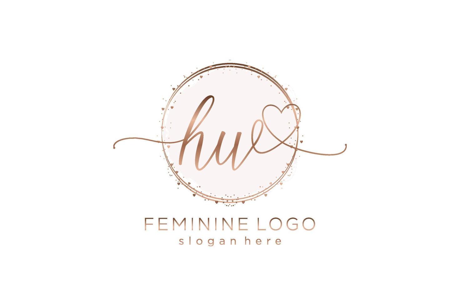 Initial HW handwriting logo with circle template vector logo of initial wedding, fashion, floral and botanical with creative template.