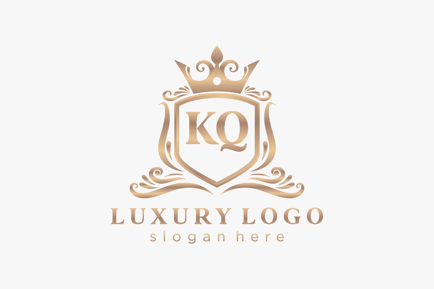 Initial KQ Letter Royal Luxury Logo template in vector art for Restaurant, Royalty, Boutique, Cafe, Hotel, Heraldic, Jewelry, Fashion and other vector illustration.