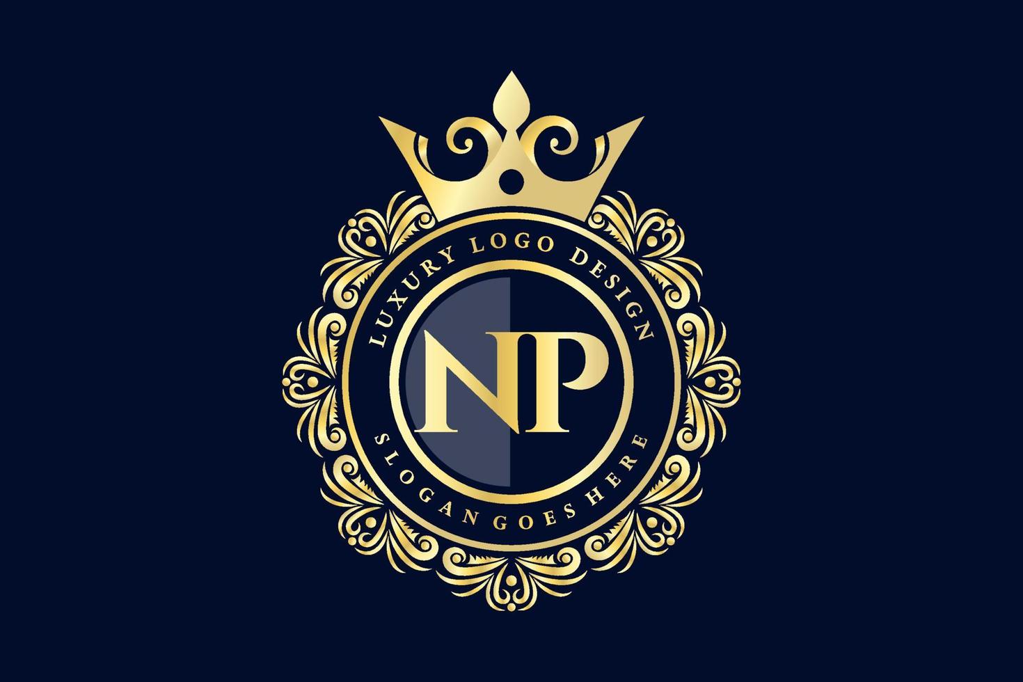 NP Initial Letter Gold calligraphic feminine floral hand drawn ...