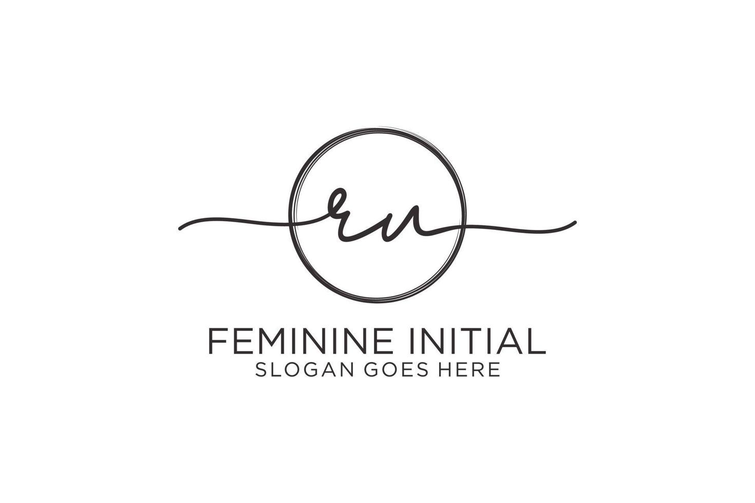 Initial RU handwriting logo with circle template vector logo of initial signature, wedding, fashion, floral and botanical with creative template.