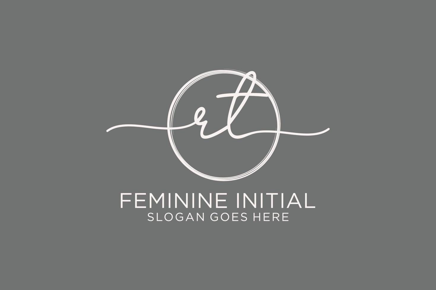 Initial RT handwriting logo with circle template vector logo of initial signature, wedding, fashion, floral and botanical with creative template.