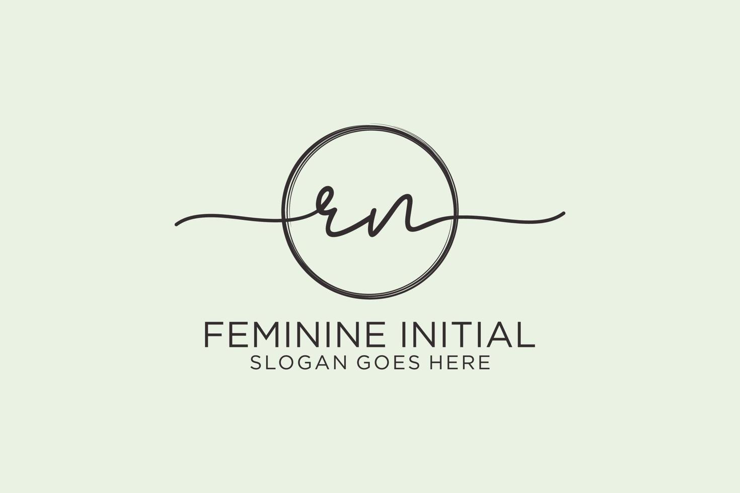 Initial RN handwriting logo with circle template vector logo of initial signature, wedding, fashion, floral and botanical with creative template.