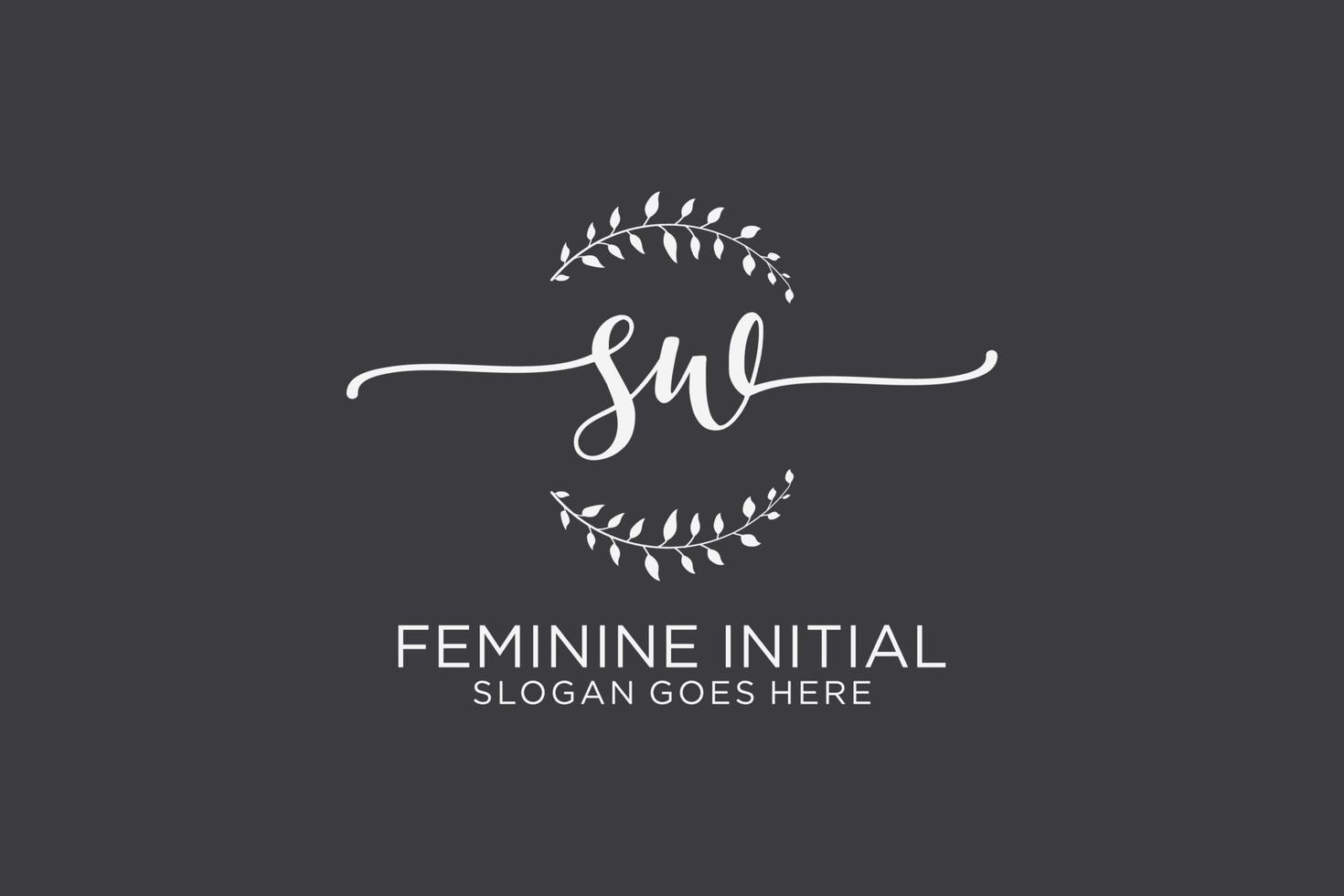 Initial SW beauty monogram and elegant logo design handwriting logo of initial signature, wedding, fashion, floral and botanical with creative template. vector