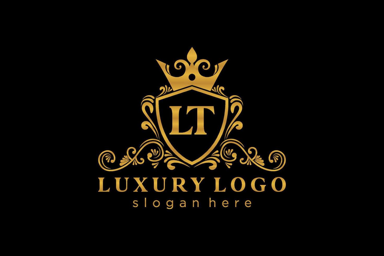 Initial LT Letter Royal Luxury Logo template in vector art for Restaurant, Royalty, Boutique, Cafe, Hotel, Heraldic, Jewelry, Fashion and other vector illustration.