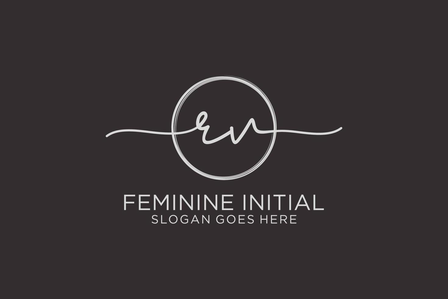 Initial RV handwriting logo with circle template vector logo of initial signature, wedding, fashion, floral and botanical with creative template.