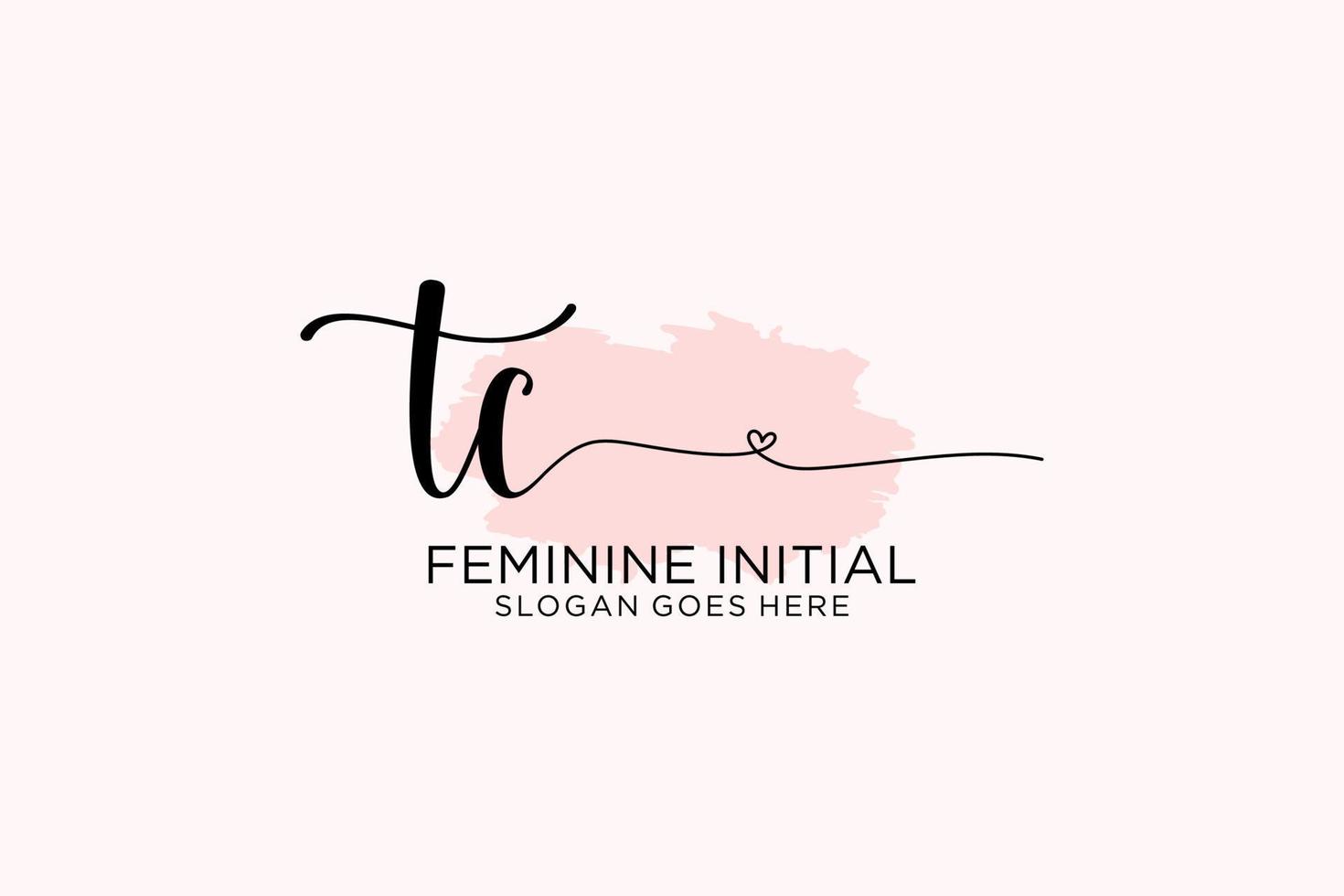 Initial TC beauty monogram and elegant logo design handwriting logo of initial signature, wedding, fashion, floral and botanical with creative template. vector