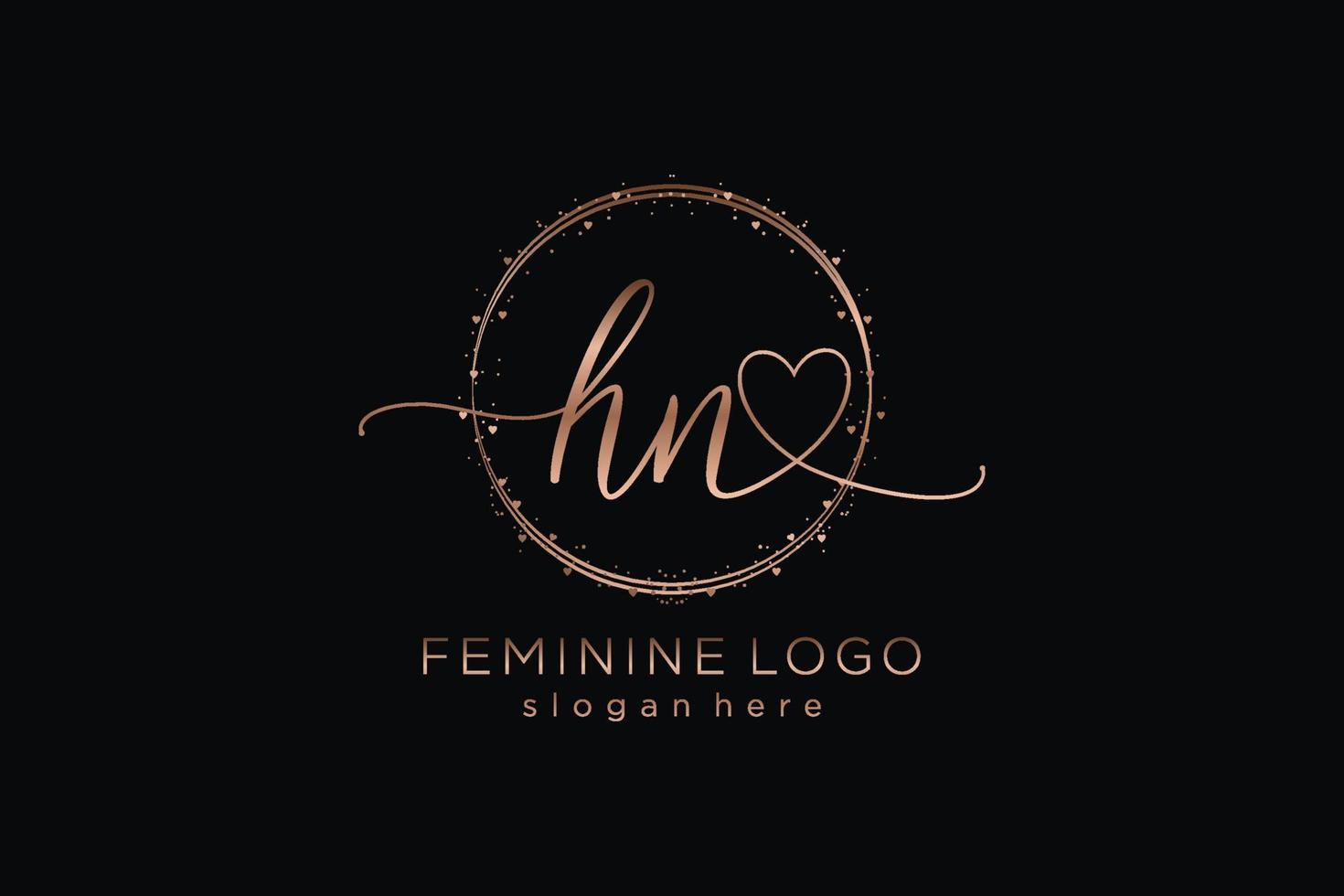 Initial HN handwriting logo with circle template vector logo of initial wedding, fashion, floral and botanical with creative template.
