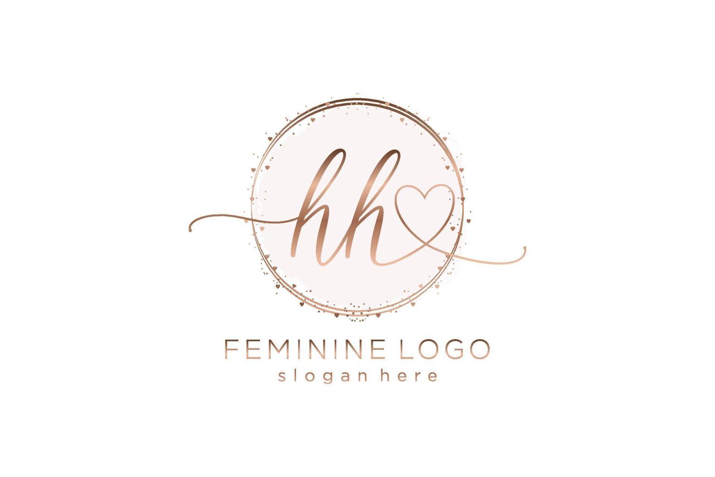 Initial HH handwriting logo with circle template vector logo of initial wedding, fashion, floral and botanical with creative template.