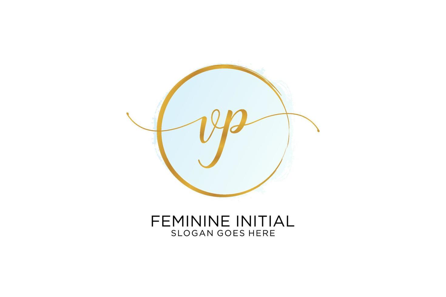 Initial VP handwriting logo with circle template vector signature, wedding, fashion, floral and botanical with creative template.