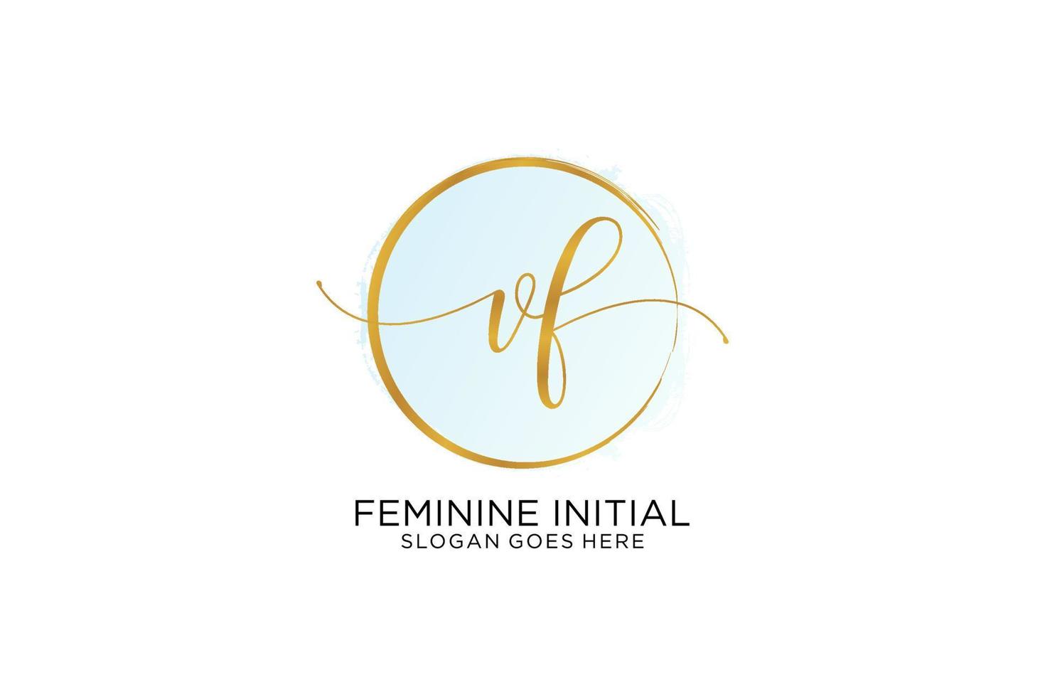 Initial VF handwriting logo with circle template vector signature, wedding, fashion, floral and botanical with creative template.