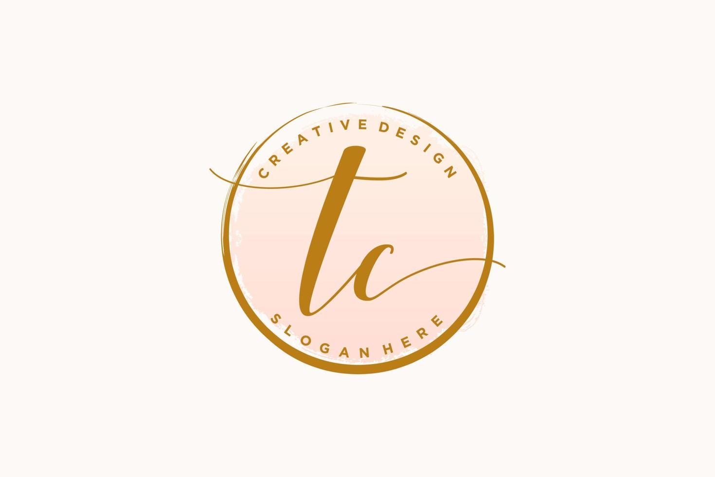 Initial TC handwriting logo with circle template vector signature, wedding, fashion, floral and botanical with creative template.