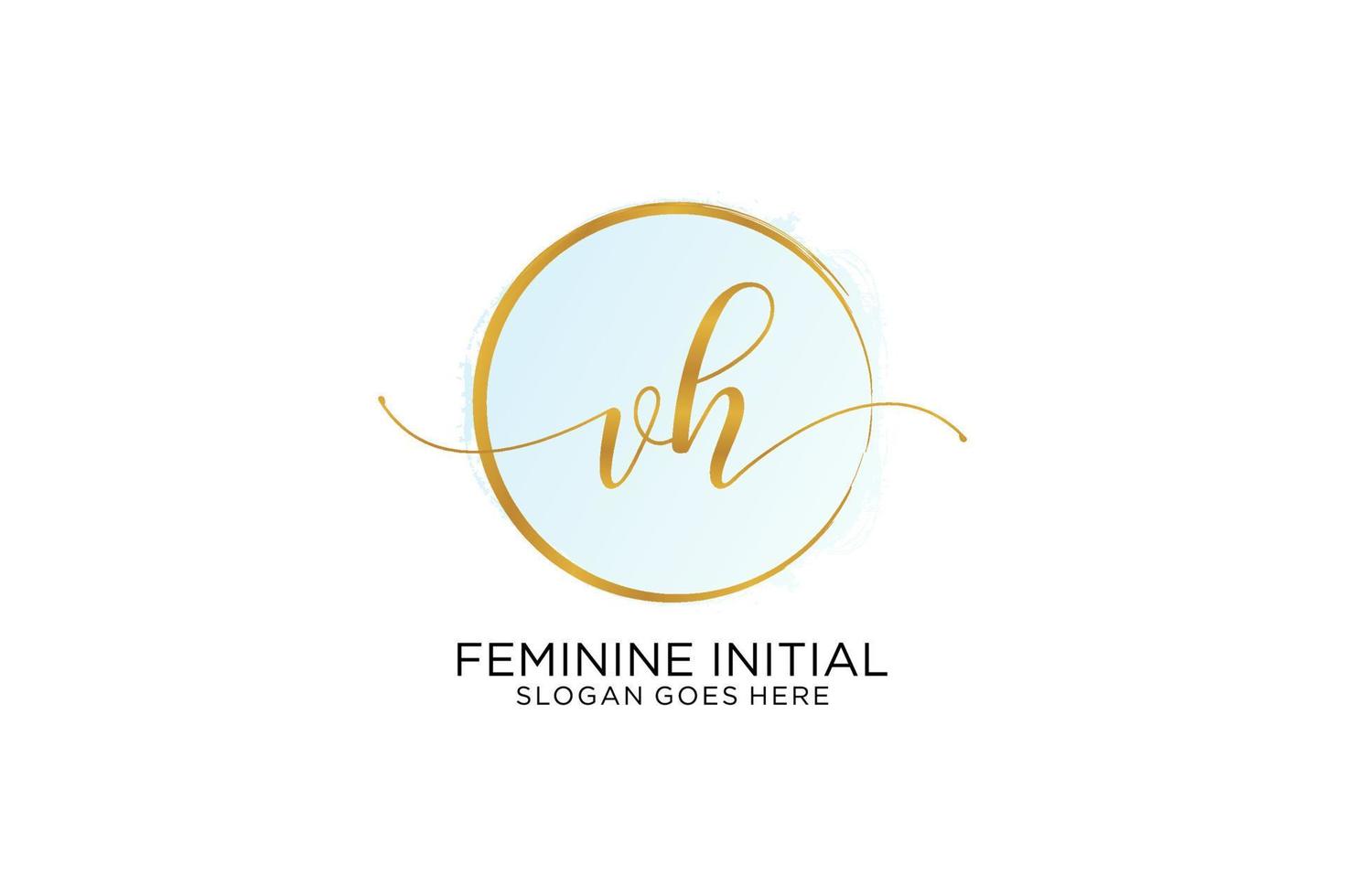 Initial VH handwriting logo with circle template vector signature, wedding, fashion, floral and botanical with creative template.