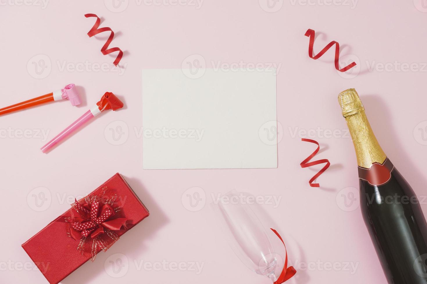 Background with gift boxes and christmas decor photo