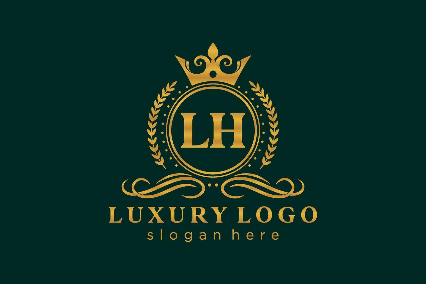 plantilla de logotipo de lujo real con letra lh inicial en arte vectorial para restaurante, realeza, boutique, cafetería, hotel, heráldica, joyería, moda y otras ilustraciones vectoriales. vector