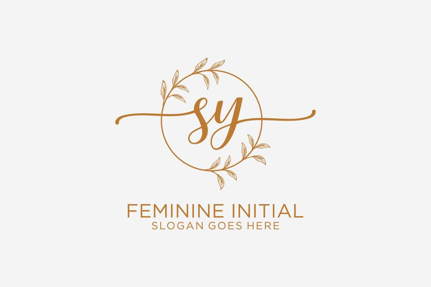 Initial SY beauty monogram and elegant logo design handwriting logo of initial signature, wedding, fashion, floral and botanical with creative template. vector