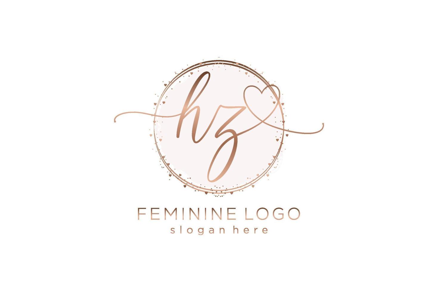 Initial HZ handwriting logo with circle template vector logo of initial wedding, fashion, floral and botanical with creative template.