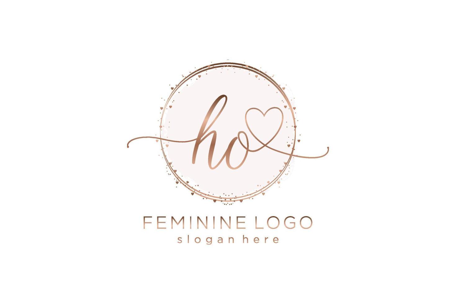 Initial HO handwriting logo with circle template vector logo of initial wedding, fashion, floral and botanical with creative template.