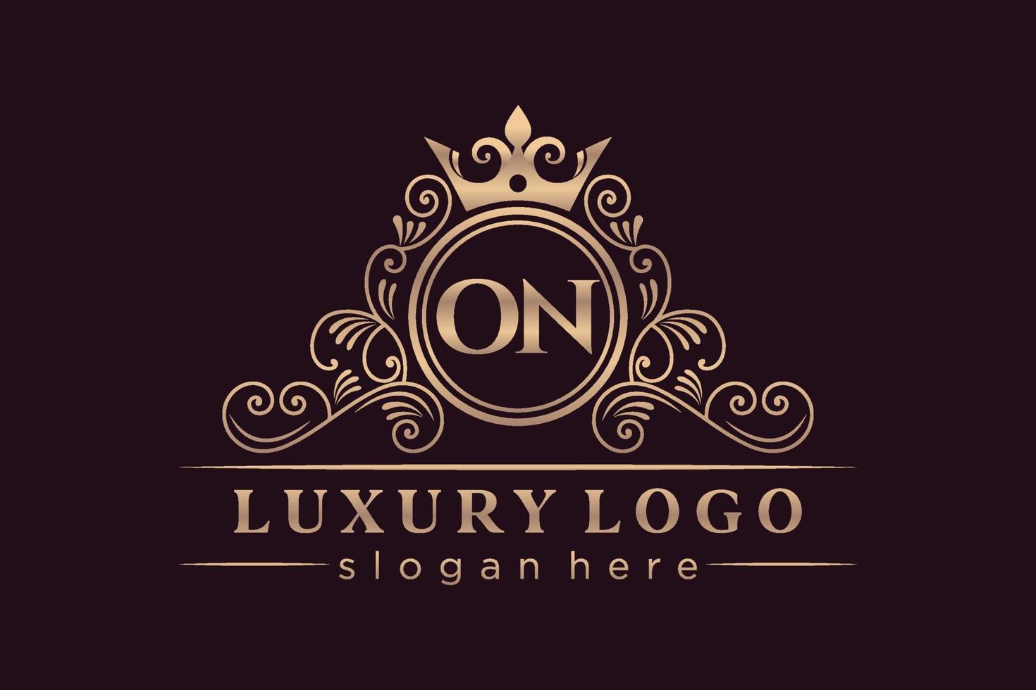 ON Initial Letter Gold calligraphic feminine floral hand drawn heraldic monogram antique vintage style luxury logo design Premium Vector