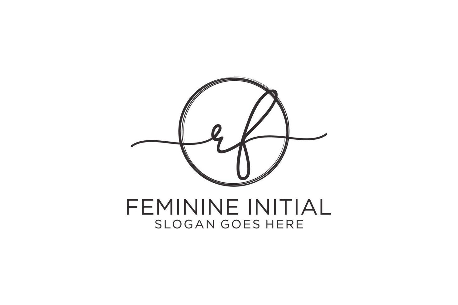Initial RF handwriting logo with circle template vector logo of initial signature, wedding, fashion, floral and botanical with creative template.
