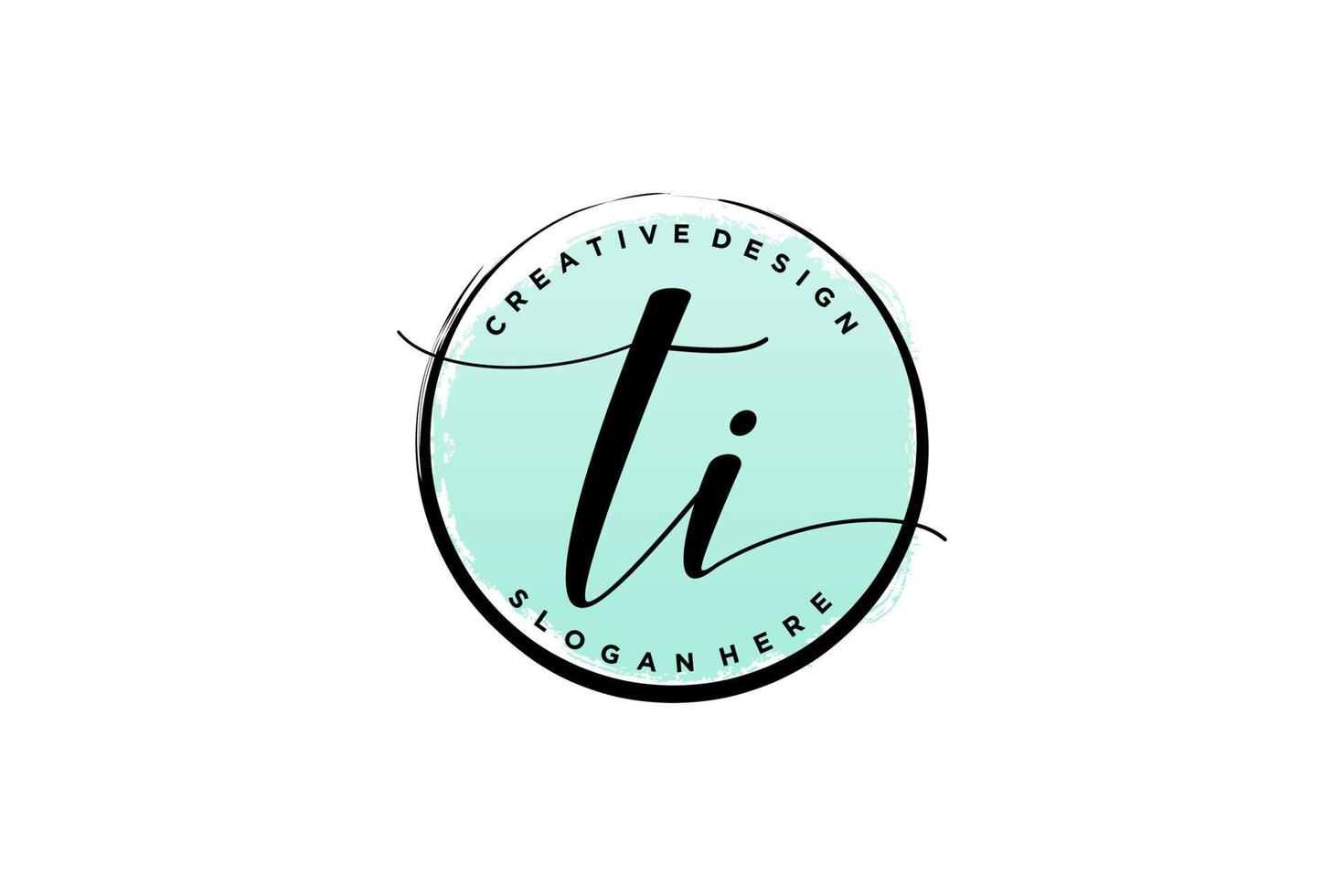 Initial TI handwriting logo with circle template vector signature, wedding, fashion, floral and botanical with creative template.
