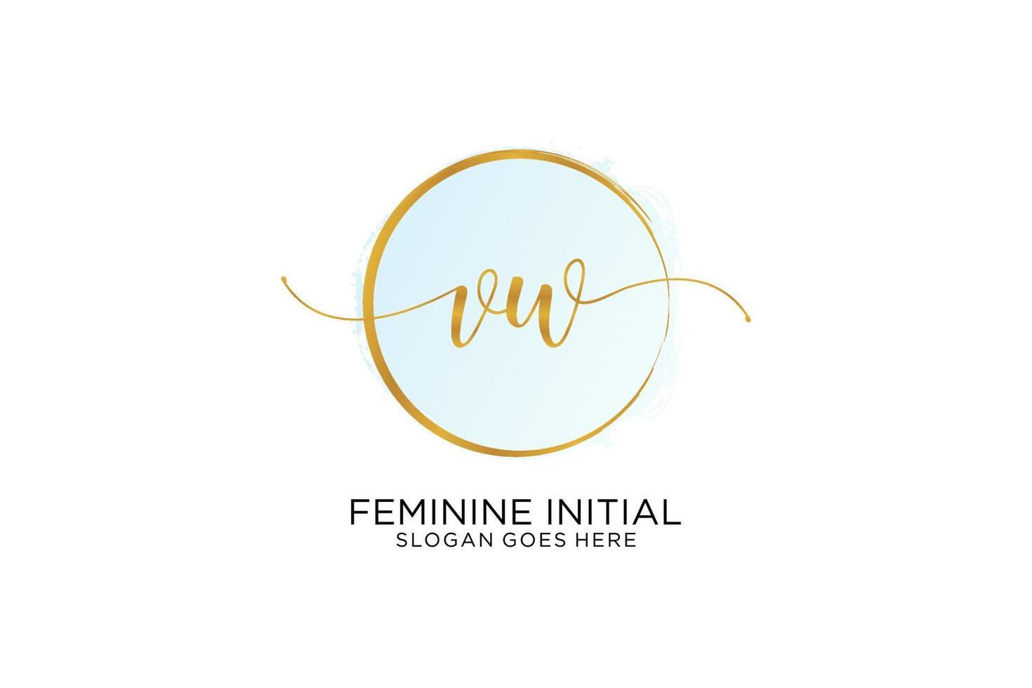 Initial VW handwriting logo with circle template vector signature, wedding, fashion, floral and botanical with creative template.