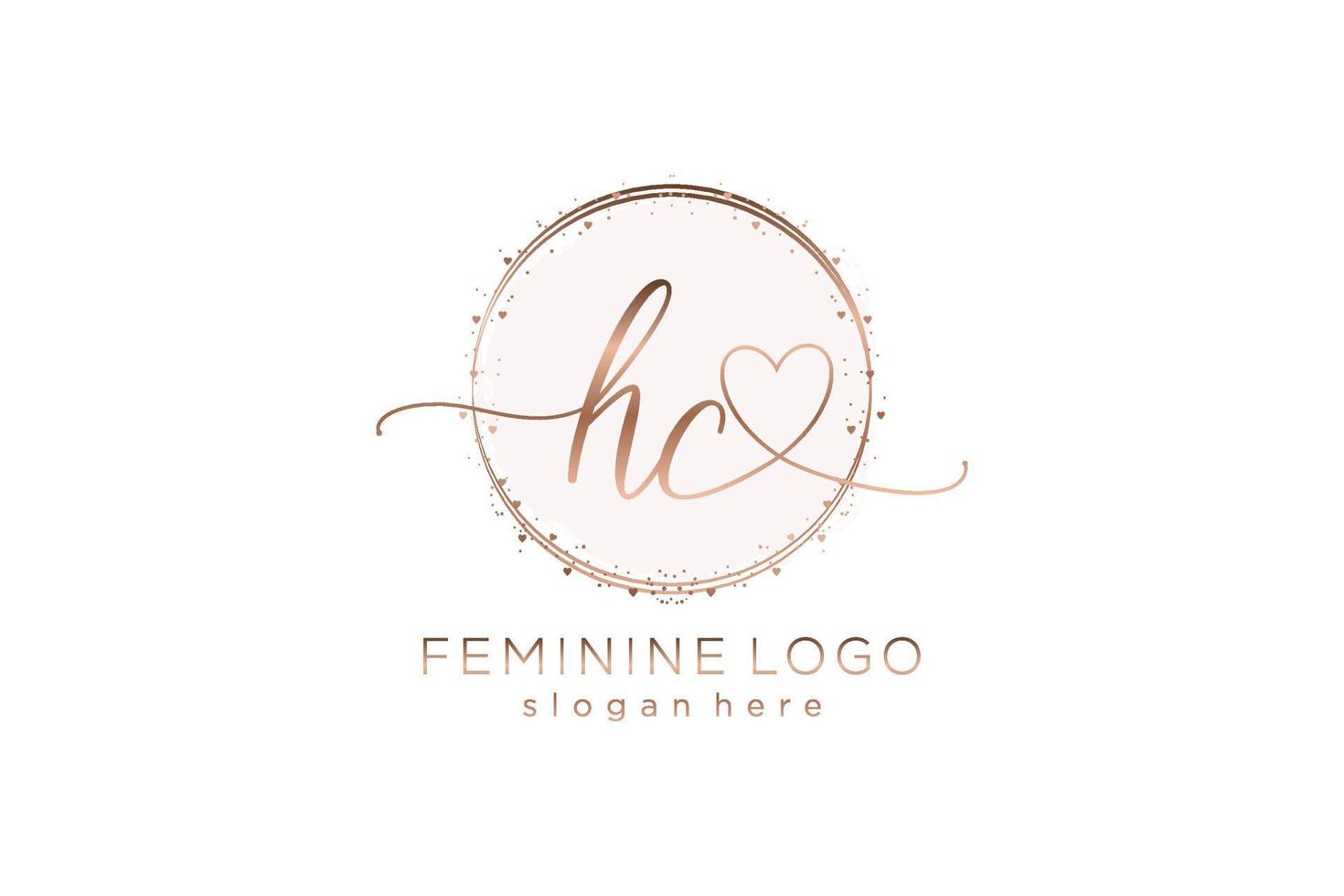 Initial HC handwriting logo with circle template vector logo of initial wedding, fashion, floral and botanical with creative template.