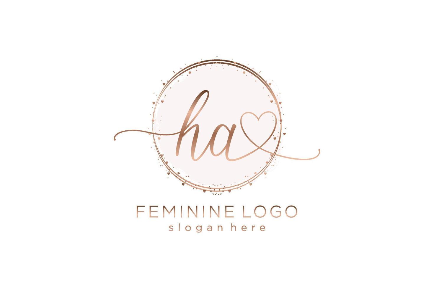 Initial HA handwriting logo with circle template vector logo of initial wedding, fashion, floral and botanical with creative template.