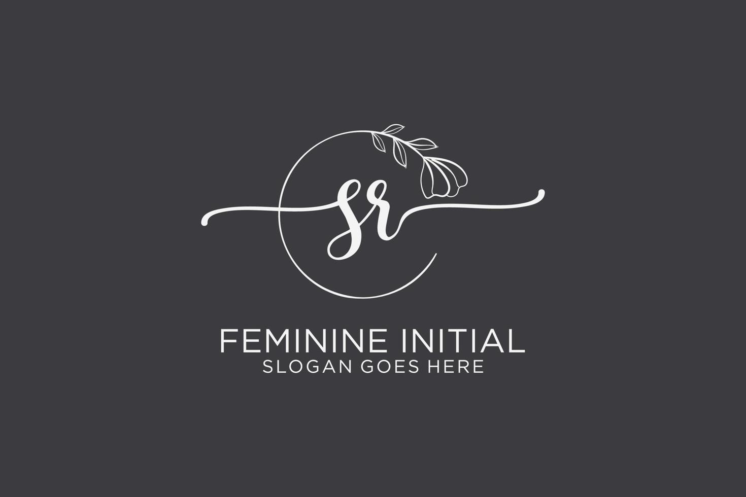 Initial SR beauty monogram and elegant logo design handwriting logo of initial signature, wedding, fashion, floral and botanical with creative template. vector