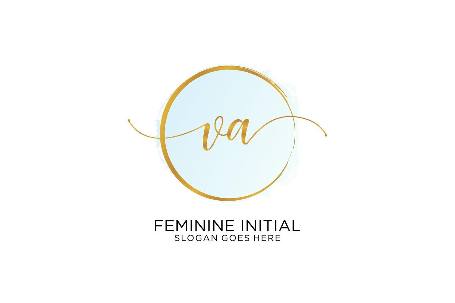 Initial VA handwriting logo with circle template vector signature, wedding, fashion, floral and botanical with creative template.