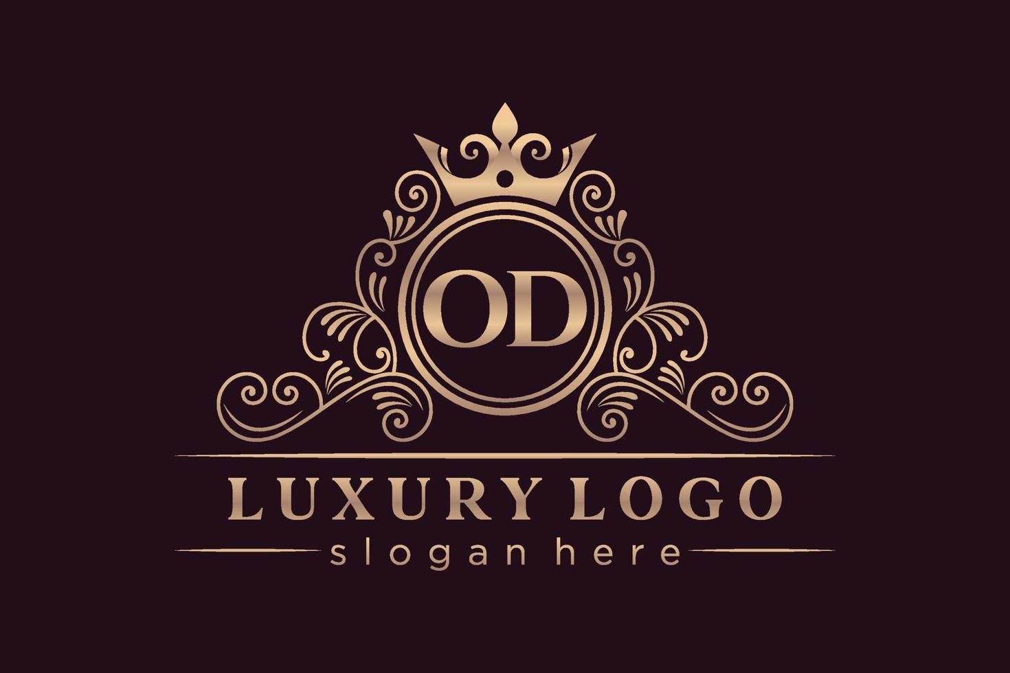 OD Initial Letter Gold calligraphic feminine floral hand drawn heraldic monogram antique vintage style luxury logo design Premium Vector