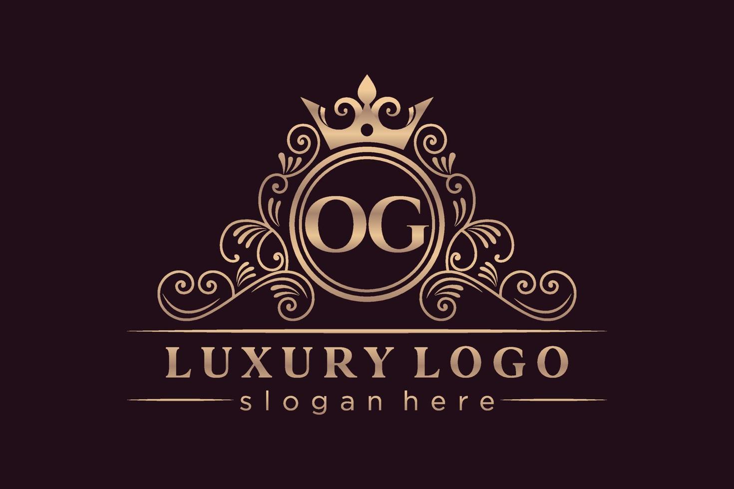 OG Initial Letter Gold calligraphic feminine floral hand drawn heraldic monogram antique vintage style luxury logo design Premium Vector