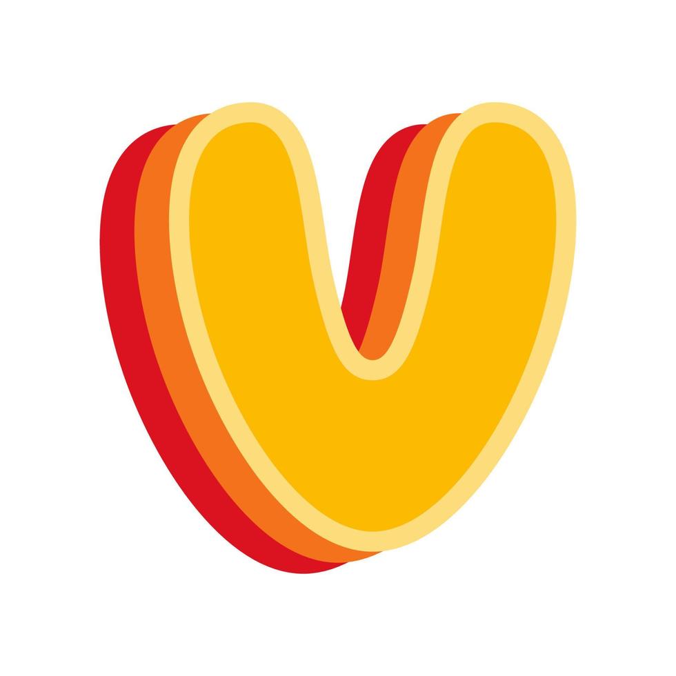 Letter V Orange, vector illustration