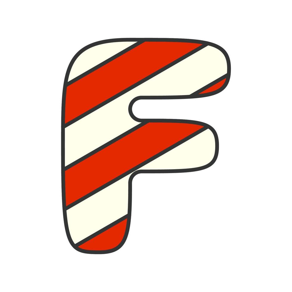 bastón de caramelo de la letra f, ilustración vectorial vector