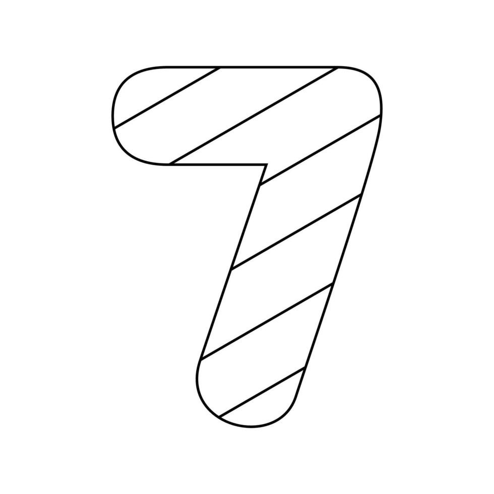 Coloring page with Number 7 for kids vector