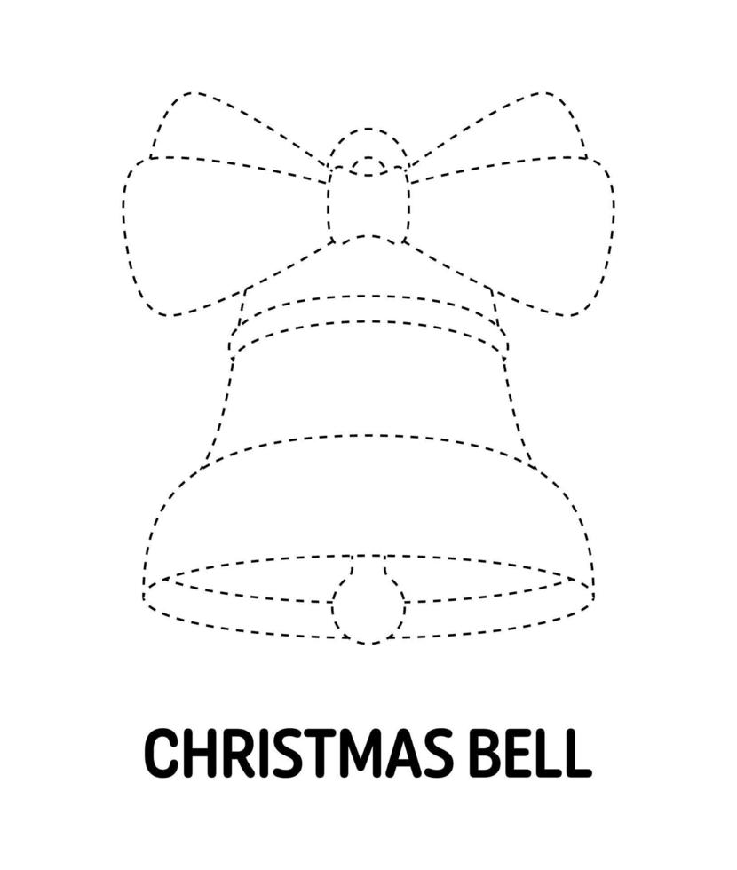 Christmas Bell tracing worksheet for kids vector