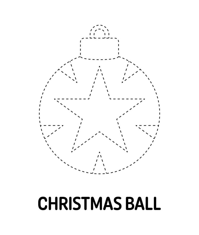 Christmas Ball tracing worksheet for kids vector