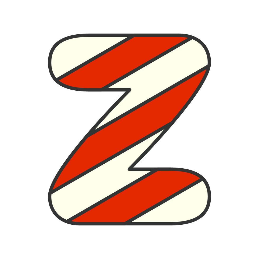 Letter Z Candy Cane, vector illustration