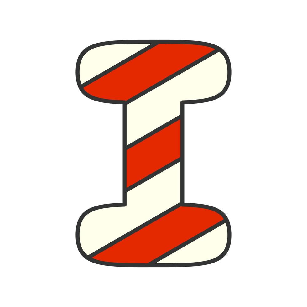 Letter I Candy Cane, vector illustration