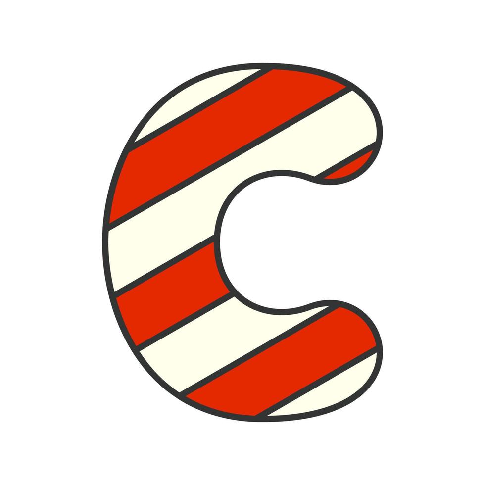 Letter C Candy Cane, vector illustration