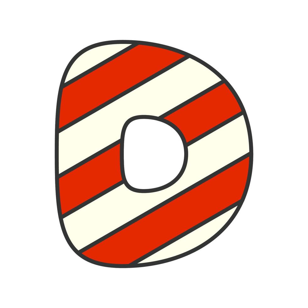 Letter D Candy Cane, vector illustration