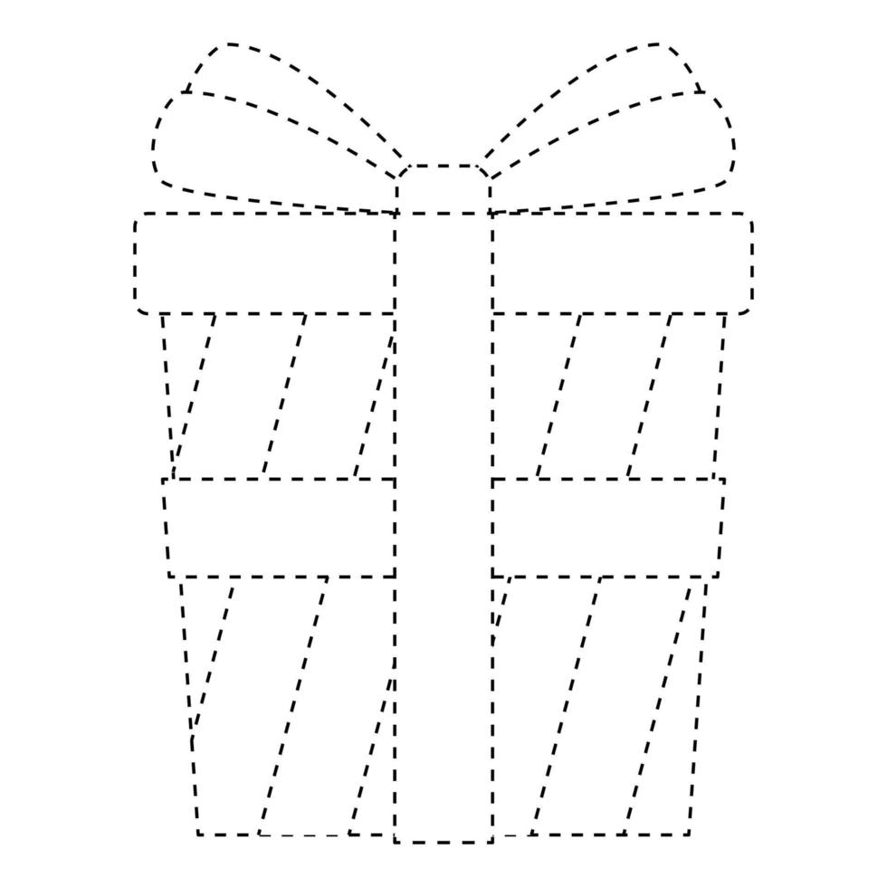 Gift box tracing worksheet for kids vector