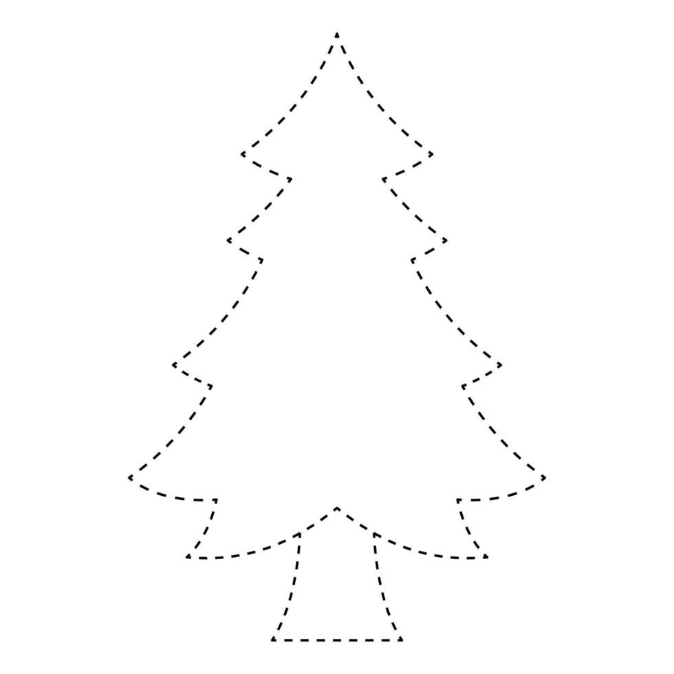 Christmas Tree tracing worksheet for kids vector