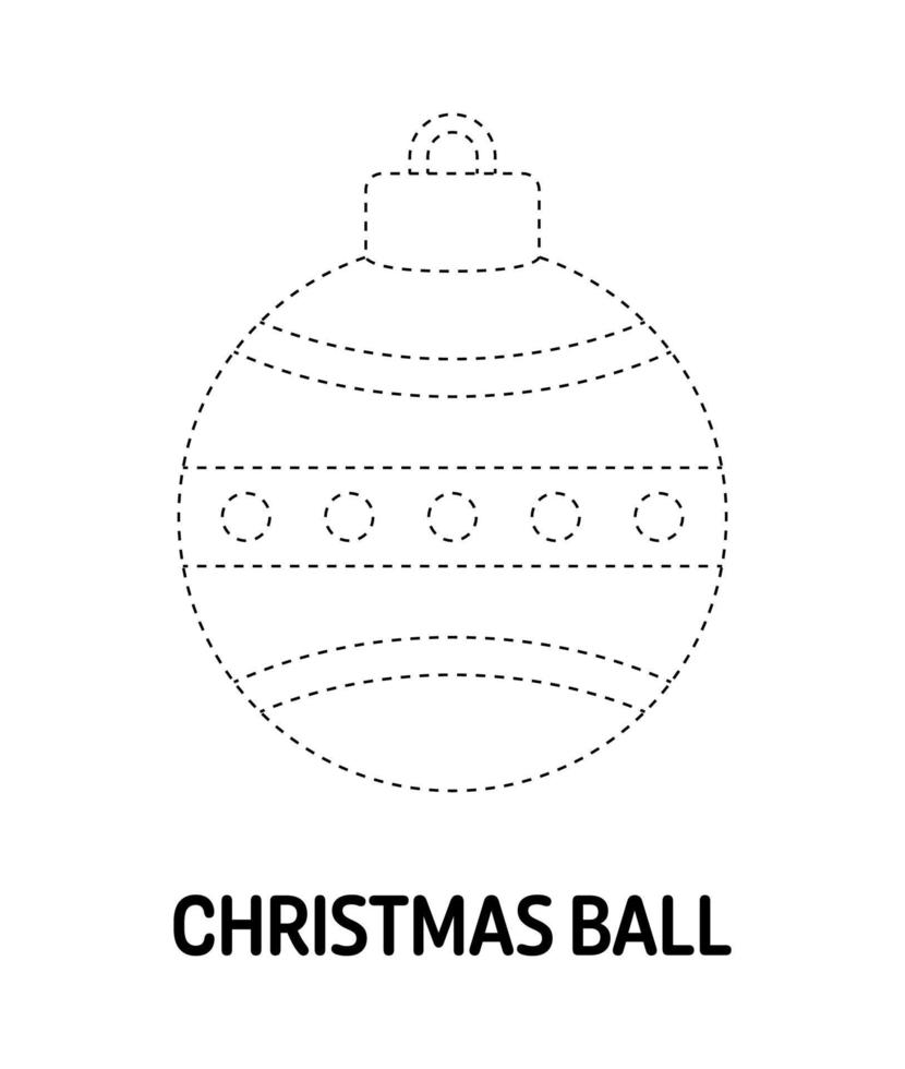 Christmas Ball tracing worksheet for kids vector