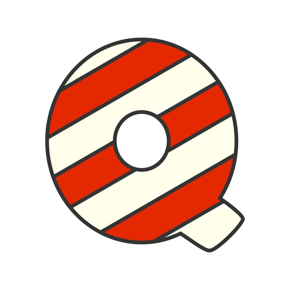 Letter Q Candy Cane, vector illustration