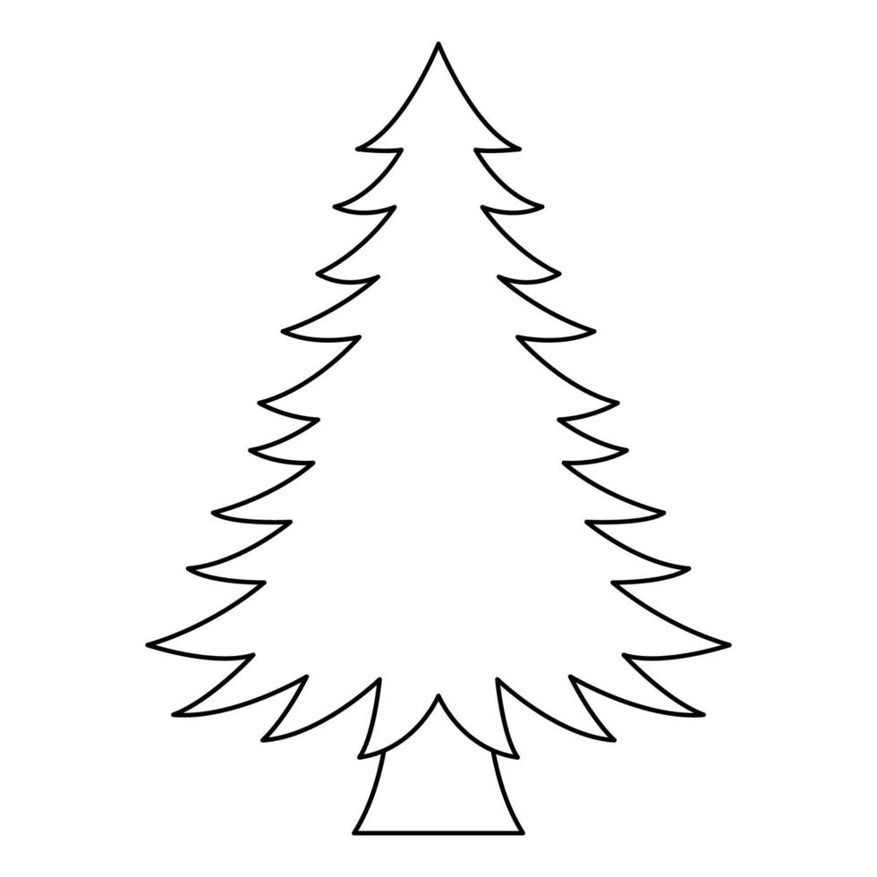 página para colorear con árbol de navidad para niños vector