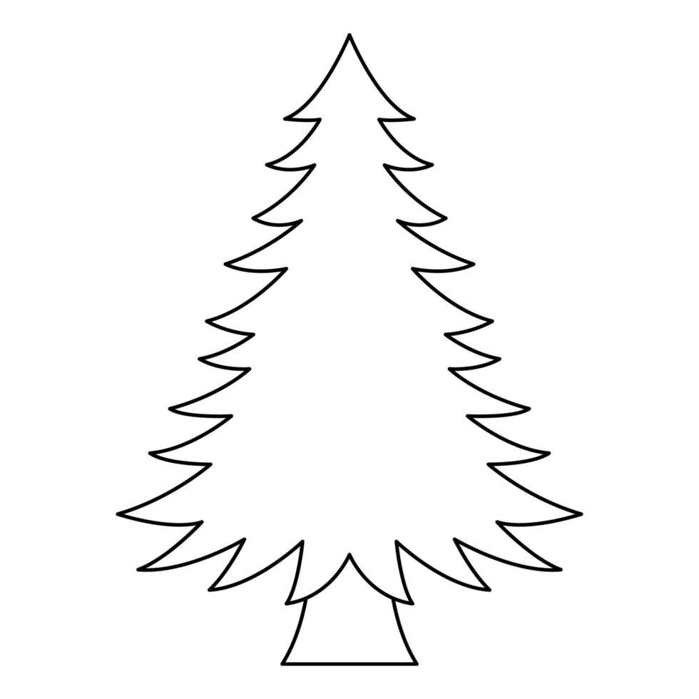 Coloring page with Christmas Tree for kids vector